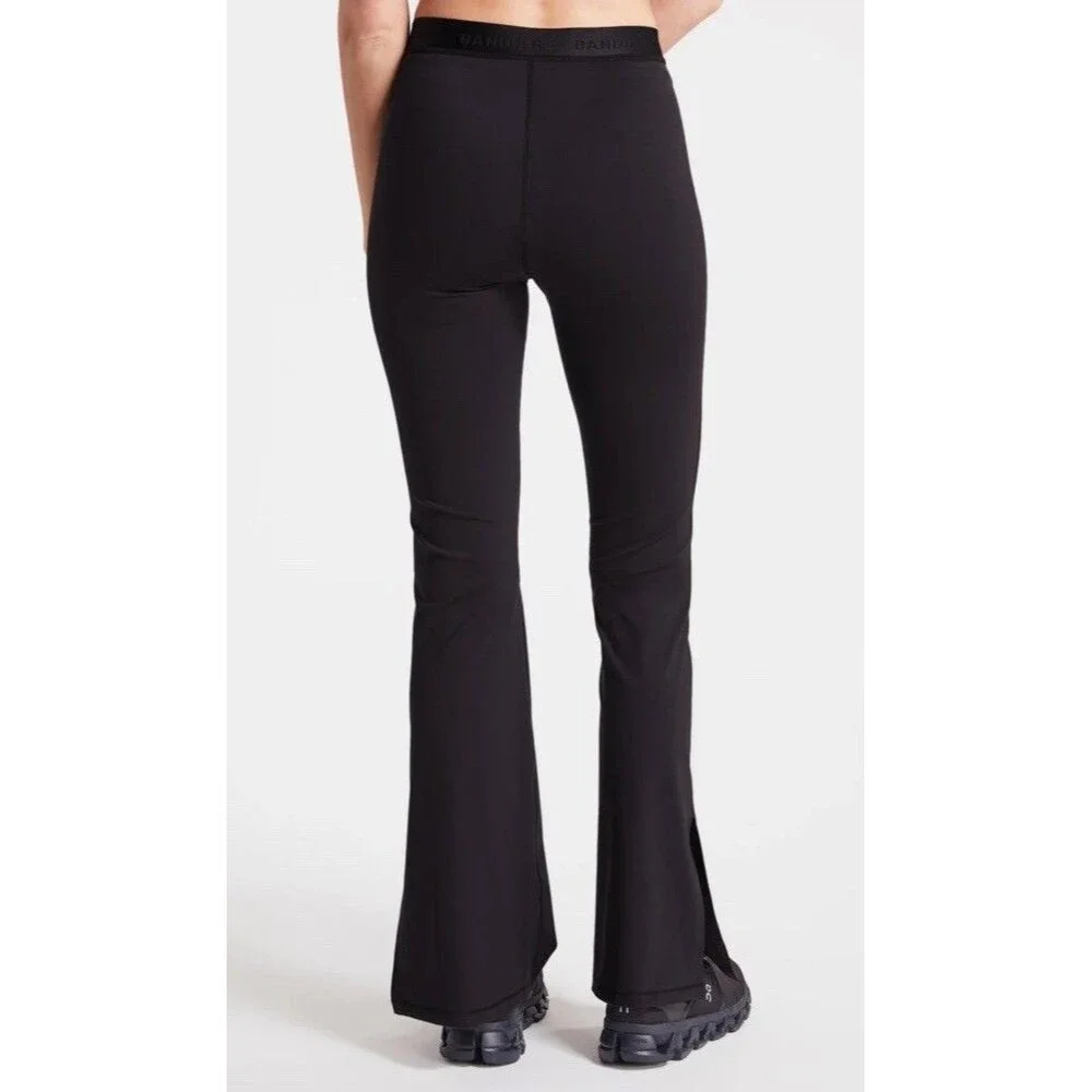 Bandier Sport Legging Logo Slit Flare Yoga Pilates Black Large NWT - Picture 3 of 4